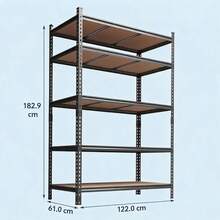 GOCAPTAIN Heavy-Duty Adjustable Boltless Metal Shelving Unit - 5-Tier Garage Storage Rack w/ Wood Boards, 72"H x 35.5"W x 12"D, 2000 lb Capacity, Black - Schwarz - Übersicht 7