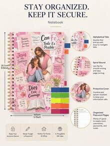 Trees Spanish Christian Planner, Faith-Based Spiral Journal With Bible Verse Inspired Design, Prayer & Devotional Notebook With Tabs, Pink Religious Organizer For Daily Planning, Reflection & Scripture Notes School Supplies Office Supplies Desk Accessories - Notebook - View 3