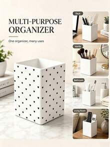 1pc Heart Pattern Multi-Functional Storage Organizer Box - Cutlery Storage Box, Desktop Organizer (Suitable For Storing Cutlery, Straws, Tea Bags, Pens, Remote Controls); Compact And Space-Saving, Suitable For Kitchen, Office, Living Room (Please Note The Size Before Ordering) - Multicolor - View 7