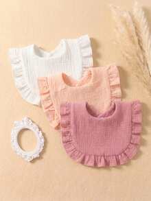 3PCS Girls Autumn Cute Candy Color Baby Bibs, Soft Skin-Friendly Princess Baby Bibs Drool Cloth Set, Suitable For Daily Use In All Seasons - Multicolor - View 5