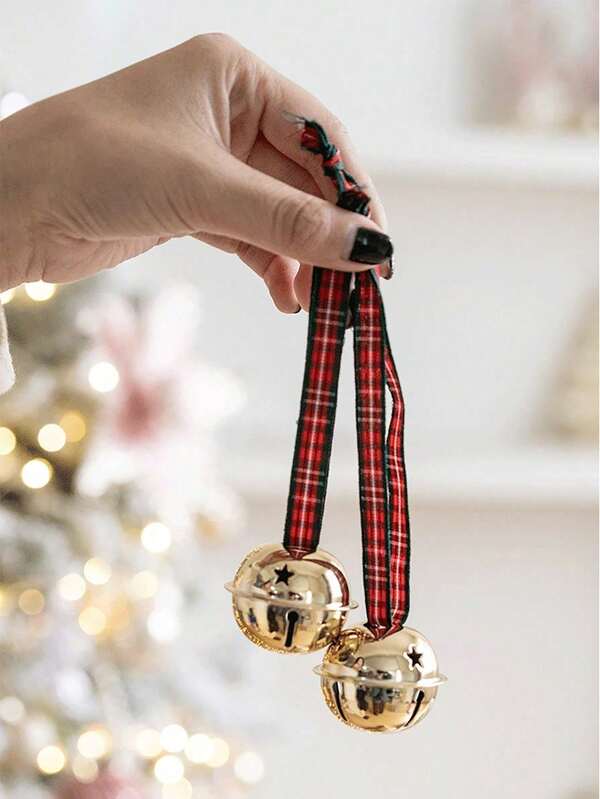 Campanas doradas de Navidad, decoraciones DIY para árbol de Navidad, campanas de trineo de Papá Noel para árbol de Navidad, regalos decorativos para fiesta de Navidad, decoración del hogar, decoración de habitación navideña, invierno, decoración navideña, regalos navideños familiares, decoración navideña