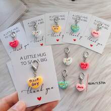 30Pcs/10Sets/1PC Colorful Heart-Shaped Resin Keychain Set, Multi-Color Heart Keychain Pendant, Suitable For Bag Decoration, Car Key Accessories, Includes Thank You Card, Perfect For Birthday, Wedding, Teacher's Day, Thanksgiving And Christmas Gifts, Party Favors - Multicolor - View 7