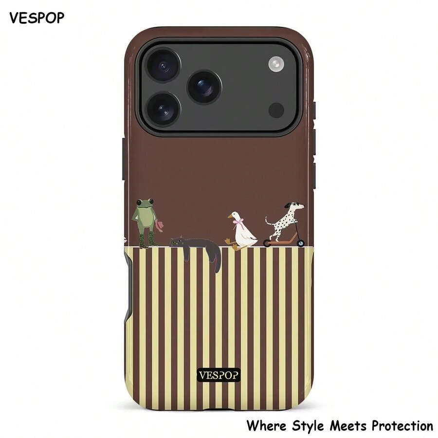 VESPOP Contrast Striped Phone Case Vintage Ins Style Full Coverage Anti-Drop Protective Cover - Compatible With Iphone 18/17/16/15/14/13/12/11 Pro Max/Pro Plus/12 Mini/13 Mini, Compatible With Galaxy S26 S25 S24 S23 S22 S21 Plus Ultra, Compatible With Pixel 8 9 10 PRO - Mixed Color 3 - View 1