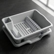 DuVlo Premium Dish Rack With Cutlery Holder, Perfect For Organizing And Drying Your Dishes. Practical, Modern, And Functional Design For Your Kitchen. - Grey - View 1