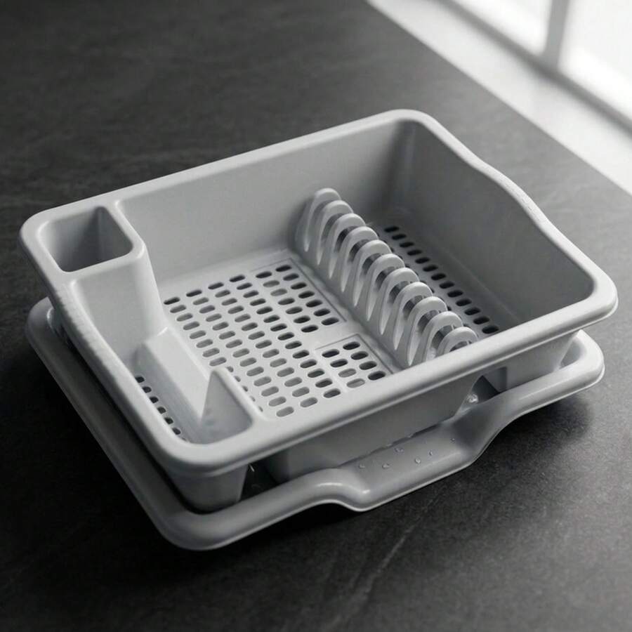 DuVlo Premium Dish Rack With Cutlery Holder, Perfect For Organizing And Drying Your Dishes. Practical, Modern, And Functional Design For Your Kitchen. - Grey - View 1