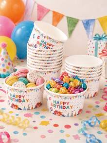 10Pcs Happy Birthday Paper Bowls,Disposable Birthday Party Bowls,Colorful Balloon Gift Print Paper Bowls For Birthday Party Supplies,Babe Shower Decor,Dessert Snack Ice Cream Serving Bowls Party Tableware Supplies,Home Decor,Table Decor,Party Favor - Multicolor - View 9