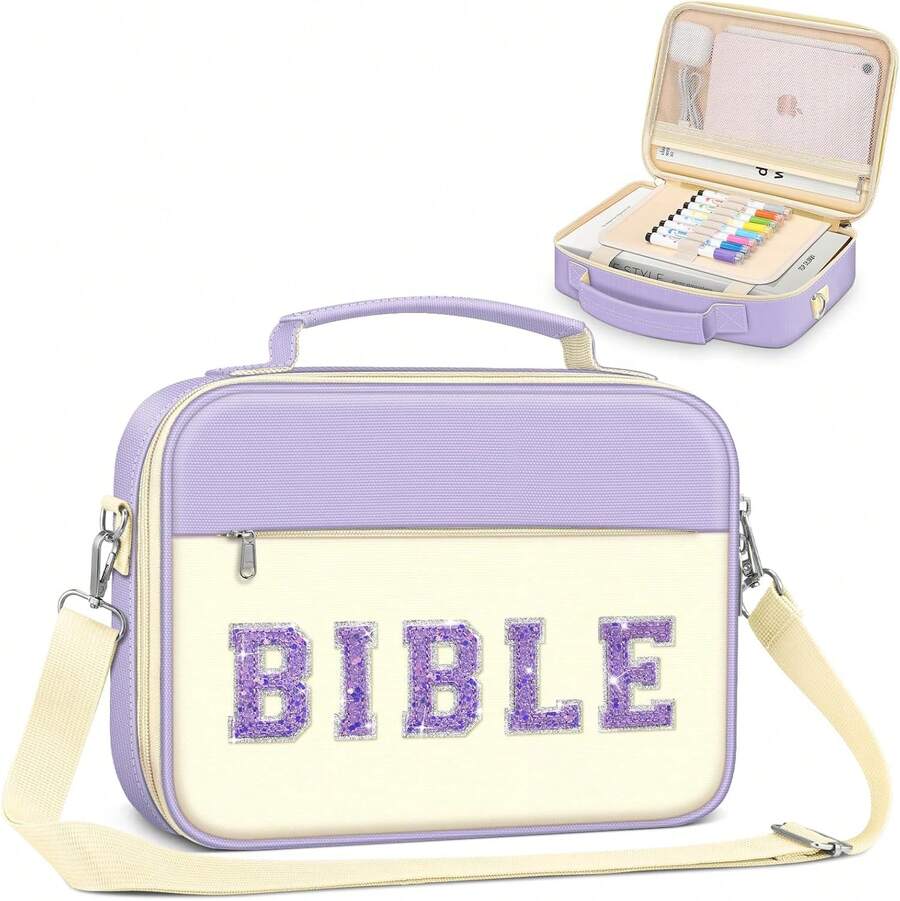 Bible & Book Storage Bags - Purple Letter - View 1