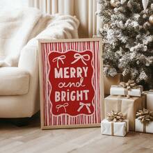 1pc Frameless Festive Red Pink Christmas Print Wall Art Dorm Gift - Multi-color - View 1