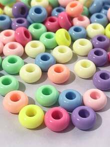 50Pcs Acrylic Colorful Abacus Beads Large Hole Wheel Beads Suitable For DIY Bracelets Keychains Necklaces Stationery Pens Holiday Decorations Abacus Beads Tassel Dreamcatcher Making Hanging Rope Beads - Multicolor - View 6
