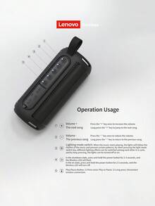 Lenovo D02 Portable Wireless Bluetooth Speaker With RGB Lighting, Carry Loop, Multi-Function Controls, TF Card, AUX & USB Support - View 9