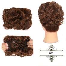 Moño de novia sintético grande y desordenado con rizos, chignon con peine y clips, funda para coleta, extensión de coleta de cabello sintético natural falso - Multicolor - Ver 14