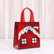 1/5PCS Customized Red Gift Bag For Christmas Day, Personalized With A Name, Featuring A Handle And Laser Element Design, Adorned With A Santa Claus Pattern. It'S A Party Tote Bag Made Of Non-Woven Fabric, Gift For Her/Him - Multicolor - View 18