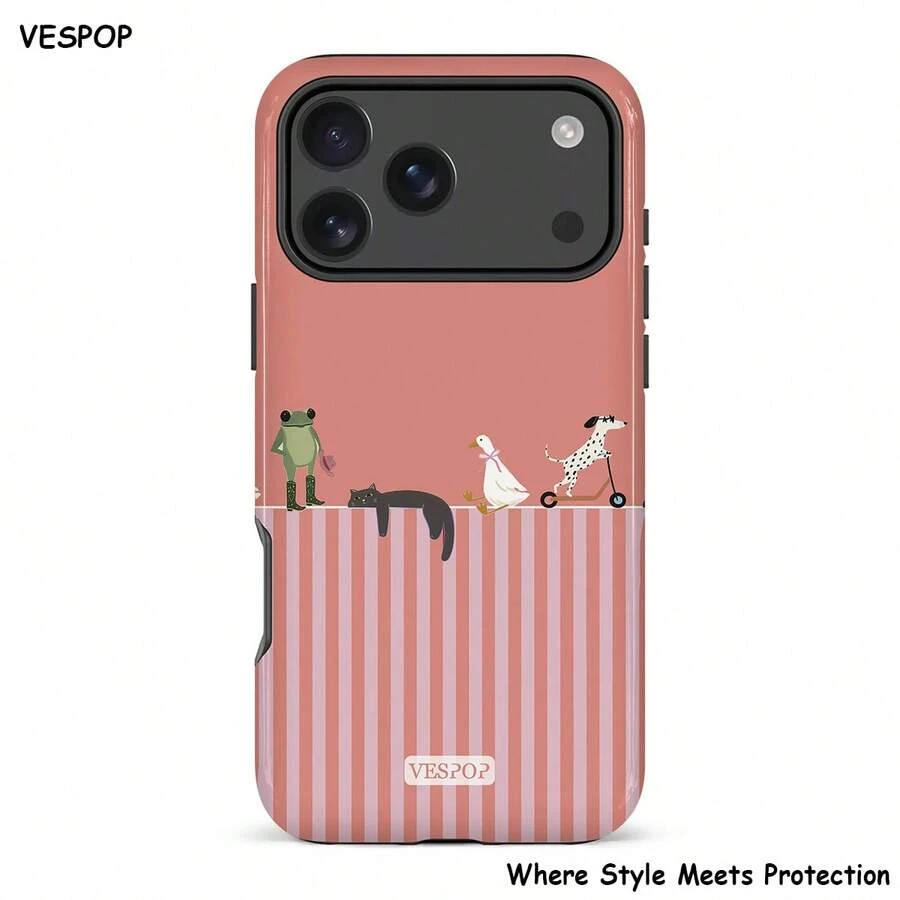 VESPOP Contrast Color Striped Phone Case, Vintage INS Style Full Coverage Shockproof Protective Cover - Compatible With Iphone 18/17/16/15/14/13/12/11 Pro Max/Pro Plus/12 Mini/13 Mini, Compatible With Galaxy S26 S25 S24 S23 S22 S21 Plus Ultra, Compatible With Pixel 8 9 10 PRO - Mixed Color 2 - View 1