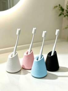 Ins Style Single Toothbrush Holder, 3D Printed Home Bathroom Countertop Toothbrush Stand, Non-Slip Stable Toothbrush Base With Delicate Textured Surface, Single Toothbrush Exclusive Storage, Ventilated Quick Drying, Anti-Accumulation - Multicolor - View 8