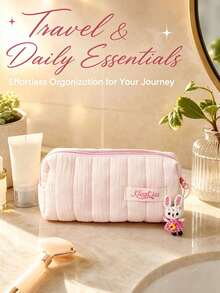 Rectangular Zipper Pencil Case, Vertical Quilted Design, Soft Lining With Padding, Fresh And Soft Ulzzang Girl Style, Suitable For New Semester, Can Neatly Store Pens, Rulers, Erasers And Notebooks In One Place - A - View 10