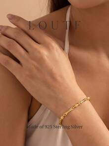 1pc Minimalist Bamboo Knot 925 Sterling Silver Bracelet, Elegant Jewelry Gift For Women, Girlfriend, Daily Accessory - Bamboo Bracelet - View 9