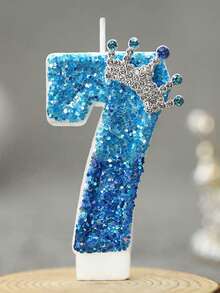 1pc Crown & Number Design Candle, Peacock Blue Creative Birthday Candle, Best Daily Birthday Gift For Mom Or Girlfriend - Peacock Blue Crown - View 21