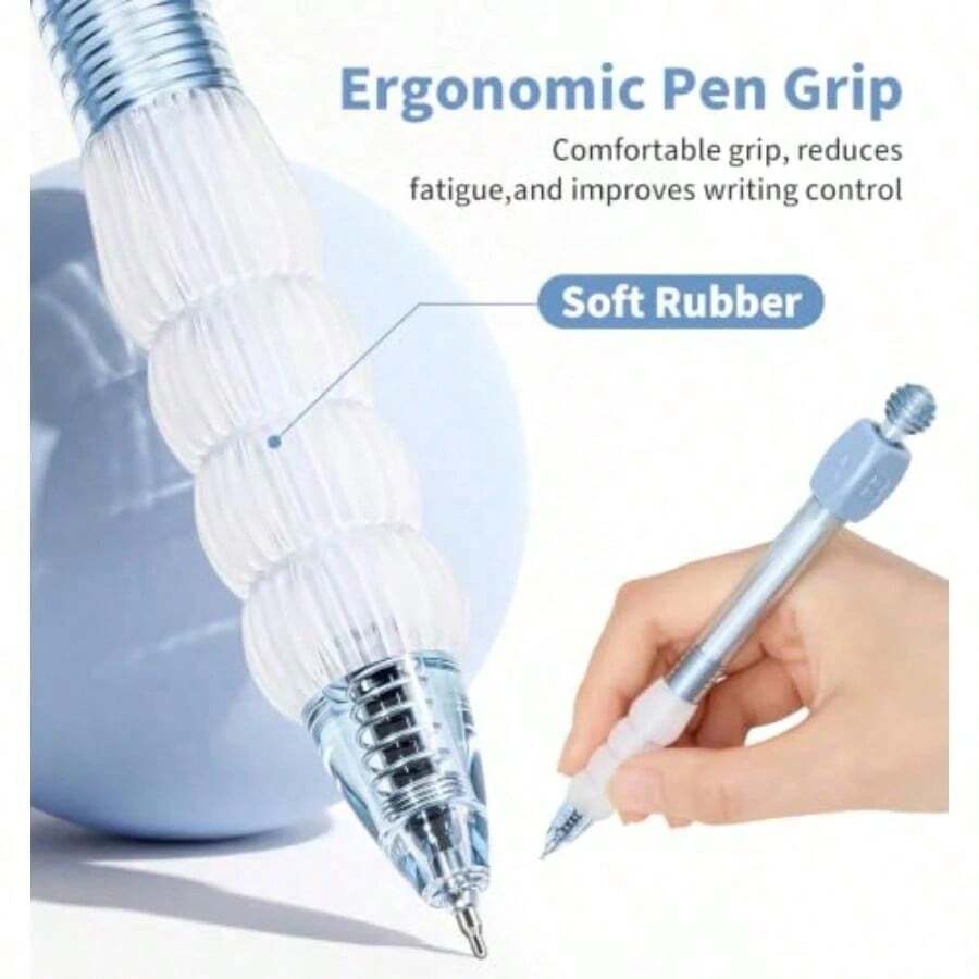 4pcs Twist-Type Gel Pens, Letter Decor Soft Grip Retractable Gel Ink ...