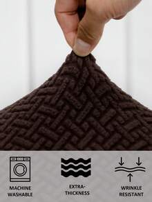 2pcs/Set (Backrest Cover + Seat Cushion Cover) Solid Color Jacquard Separate Office Chair Cover, Modern Style Elastic Polyester Separate Office Chair Cover, Suitable For Office, Study, Home Use, All Seasons - Coffee Brown - View 5