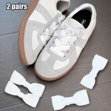 2 Pairs 2.5cm Wide Cute Lotus Lace Shoelaces With Lightweight Solid Color Chiffon Shoelaces, Multiple Wearing Styles For Daily Replacement, DIY Decoration - Ruffle-white+New Snow Gauze-#8001 Bleached - View 12