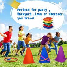 Throwing Game Set With Flag Bucket, Bean Bags And Plastic Rings, Suitable For Sensory Training Outdoor Throwing Games; Colorful Rings; Suitable For Pool Games, Pool Parties, Teenager And Adult Party Games Pool Toys, Suitable For Halloween/Christmas/Thanksgiving Activities - Multicolor - View 8