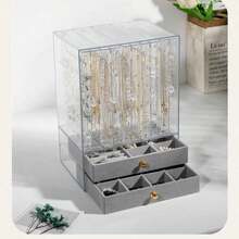 1pc Multi-Functional Transparent Desktop Large Capacity Drawer Jewelry Box, Bracelet And Bangle Storage Box, Multi-Layer Divided Watch Storage Box, Ring Box, Earring Storage Box, Necklace Rack, Stud Earring Storage Box, Jewelry Storage Box, Stackable Drawer Jewelry Storage Box, Multi-Purpose Drawer Jewelry Box, Jewelry Storage And Organizer Box - Multicolor - View 12