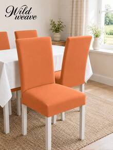 1pc Solid Color Chair Cover, Modern Minimalist Milk Silk Elastic Dining Chair Slipcover, Suitable For Living Room, Bedroom, Dining Room, Study And Other Occasions, Removable And Washable, All Season Use - Burnt Orange - View 2