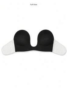 1pc Black Deep U-Shaped Invisible Bra Adhesive Tank Top, Invisible Lifting Top, All-Day Wear Fixed Design, Adhesive Bra, Deep U-Shaped Design, Invisible Fit, Perfect For Wedding, Banquet And Formal Party Looks, Suitable For Wedding, Evening Gown And Office Suit - Thick style - View 3