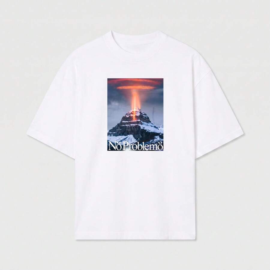 Oversized Graphic Print T-Shirt In Soft Breathable Cotton, Y2K Style, Unisex For Daily Wear, Home, And Casual Outfits - White - View 1