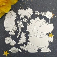 1pc Q Crocodile Chef Metal Cutting Die, DIY Scrapbooking Embossing Mold, Greeting Card Making Template, Suitable For Photo Album Card Making, Handmade Card Tool - Crocodile - View 4