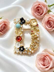 1pc Colorful Letter Shaped Hat Pin, Baroque Luxury Style Brooch, Unisex, Elegant Personalized Fashion Accessory For Daily Wear And Party - Multicolor - View 5