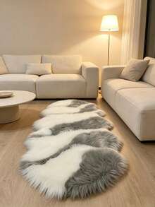 1pc Dual-Color White & Grey Faux Fur Rug, Soft & Comfortable Living Room Carpet, Hand-Cut With 1-5cm Error, Long Strip Rug, Mat, Home Decor, Area Rug, Living Room Area Rug, Living Room Home Decor, Room Decor, Plush Carpet, Fur Carpet, Autumn/Winter Carpet, Thick/Fluffy, Washable Carpet - A - View 5