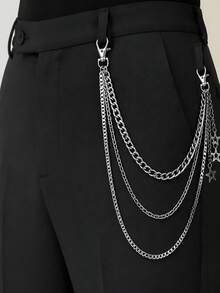 Layered Pant Chain Keychain, Unisex Punk Wallet Chain, Hip Hop Jeans Keychain, Halloween Accessory - Silver - View 10