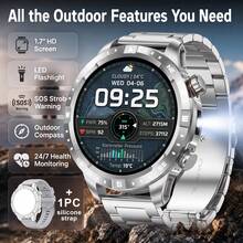 JIAYAOO Men's Smart Watch With LED Flashlight, Compass, Altimeter, Outdoor Fitness Tracking Watch, Supports Route Tracking, 1.7-Inch Large Screen, Wireless Calling, 1000mAh Battery, 100+ Sports Modes, IPX8 Waterproof, Suitable For Running, Hiking, Cycling - View 17