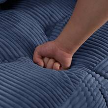 L-Shaped Corduroy Folding Sofa Bed, Multi-Functional Convertible Lazy Sofa For Small Spaces - Navy Blue - View 6