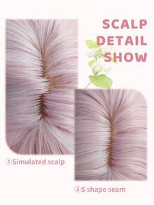alicegarden 26-Inch Long Synthetic Wig Featuring A Natural Wavy Style In A A Stunning Pink. Designed With Bangs , This False Hairpiece Is Perfect For Ms Daily Party Cosplay Use, Offering A Natural And Natural Durable Wig Gift For Ladies. - Pink - View 3