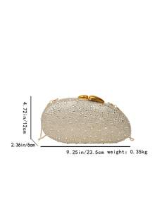 Women's Oval Hard Shell Evening Clutch, Full Rhinestone Polka Dot Pattern, Sparkling Rhinestone Embellished Fabric, Luxury Elegant Style, Suitable For Weddings, Balls And Cocktail Parties - Gold - View 9