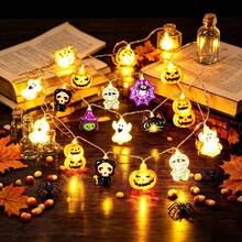 Halloween String Lights, Spider, Ghost, Clown And Other Elements Combination, Rich Content, Atmospheric, Suitable For Holiday Gatherings, Party Venues, Home Decor, Battery Box Powered (Batteries Not Included) - Combo Set - View 1