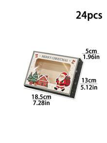 6pcs/12pcs/24pcs Christmas Window Gift Boxes, Santa Claus Pattern Paper Boxes, Holiday Favor Packaging Boxes, Suitable For Cookies, Snowflake Crisps, Nougat, Candy, Baking Gifts - View 17