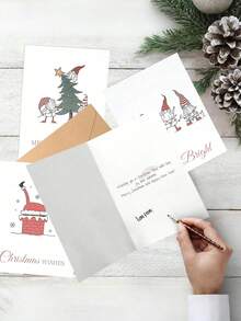 24Pcs Designs Christmas Greeting Cards Set, Cute Dwarf Reindeer Snowman Xmas Note Cards With Kraft Envelopes, Holiday Season Gift Wish Cards For Christmas Party - Multicolor - View 9
