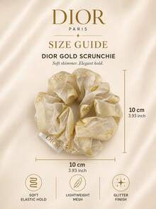Dior 金色亮片髮圈 10cm，金色紋理，高彈性，舒適，適合日常配戴、派對與禮品 - 金色 - 查看 10