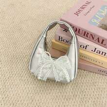 1pc Girls Bow PU Leather Lightweight Mini Ramadan Handbag With Zipper Closure Casual Lipstick Coin Purse Suitable For Autumn/Winter Daily Use - A - View 13