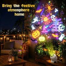 360° Rotating Halloween Dynamic Pattern Projector Light, USB Powered Atmosphere Lamp, Indoor Wall & Ceiling Decoration, Suitable For Bedroom & Living Room, Halloween Home Decor, Photo Backdrop, Holiday Gift - Halloween Projector Light - View 7