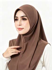 2 st enfärgade basic tub-hijabkepsar för kvinnor - Två beige - Visa 32