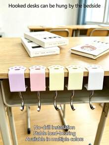 Non-Drill Desk Edge Hook, Macaron Color Cat Paw Hook, Adjustable Bag Hook, Side Hook, Detachable & Movable Student Backpack Hook, Desktop Student Desk Storage, Cute Cartoon, Strong Load-Bearing - View 4