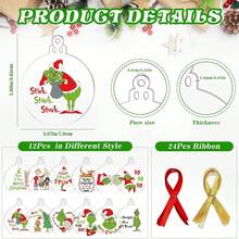The Grinch The 12/6/2Pcs Acrylic ‑Themed Christmas Tree Hanging Ornament, Multiple Funny Quote Pattern Styles Optional, Perfect For Christmas Home Decor, And Ideal As Xmas Tree Decoration And Holiday Party Gift. - Multicolor - View 2