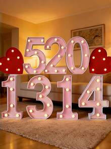 22/21/16cm Decorative LED Glowing Numbers And Letters, Plastic Neon Number Light Sign, Battery Powered Number Light, DIY Letters And Numbers, Suitable For Birthday, Christmas, Bar And Wedding Decoration - LED Letter and Number Lights - View 8