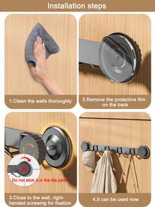 Heavy-Duty Suction Cup Wall Hook Rack - No Need For Drilling, Self-Adhesive Design, Removable Plastic/Metal Coat Rack, Suitable For Bathrooms And Behind Doors, Strong Load-Bearing Capacity, Easy Installation, Bathroom Storage - Multicolor - View 11
