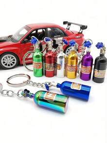 1pc/5pcs/7pcs New Modified Car Keychain NOS Nitrous Bottle Decorative Bottle Keychain - Multicolor - View 2