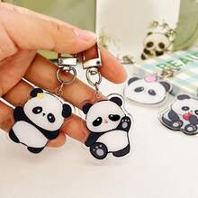 6 Pcs/Set Cute Cartoon Panda Acrylic Keychains, Soft Adorable Panda Pendant With Metal Key Ring, Decorative Key Chain Charms For Keys Backpack Handbag, Party Favor Gift Supplies - Panda - View 2